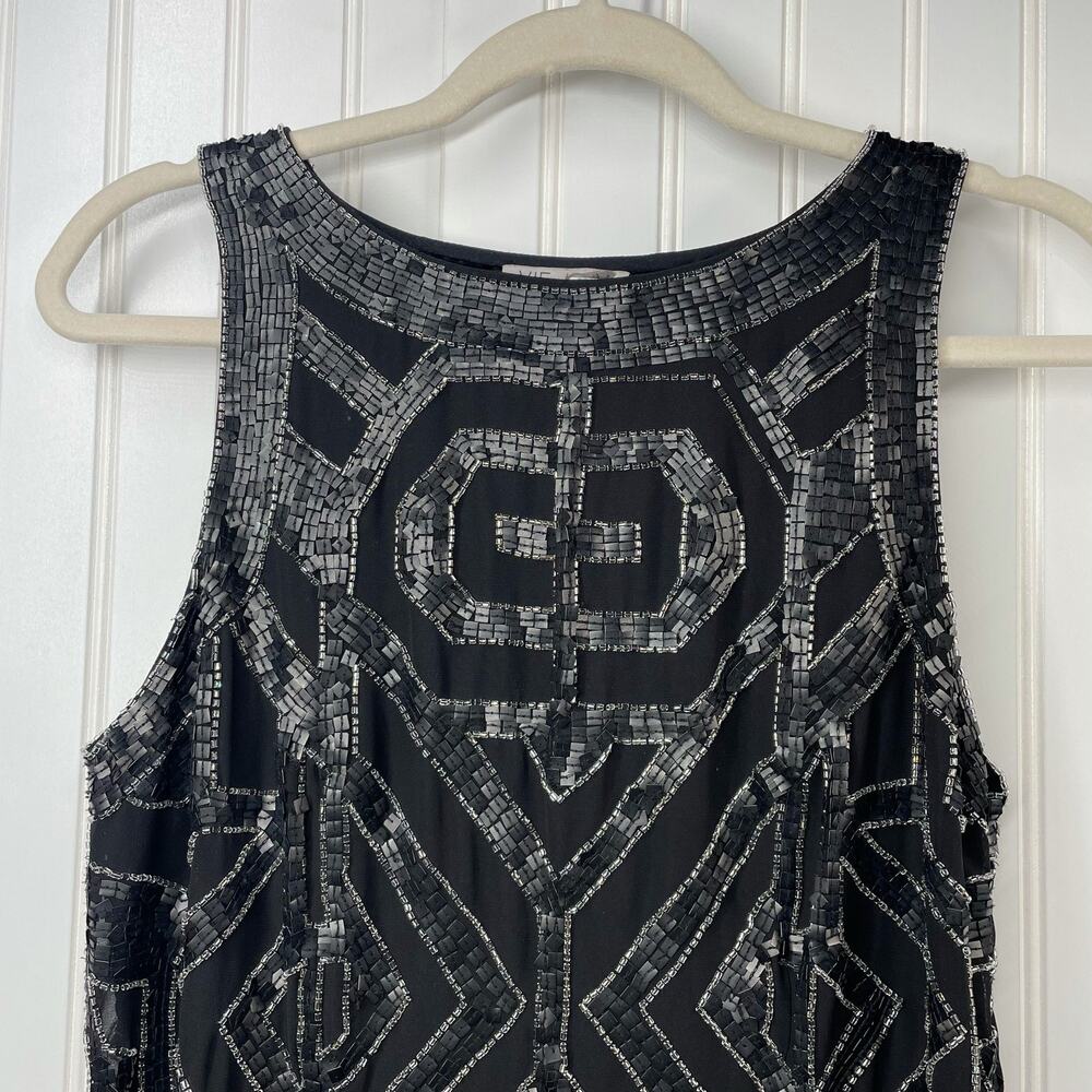 VIE LA V Women’s Size 6 Black Beaded Shift Cocktail Dress LBD Evening Party - Picture 4 of 6